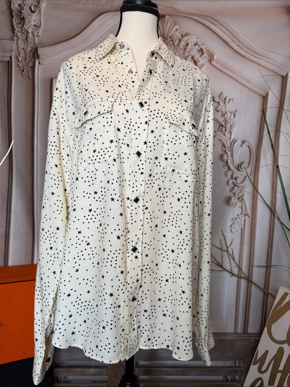THE KOOPLES- Womens Cream Star-Print Button-Up Shirt
